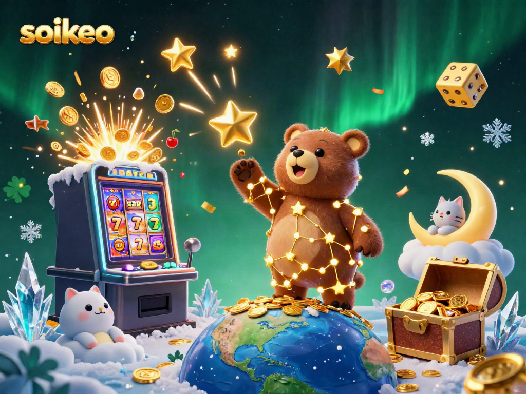 Engage in fun with soikeo's winning slots under a celestial theme, showcasing vibrant visuals.