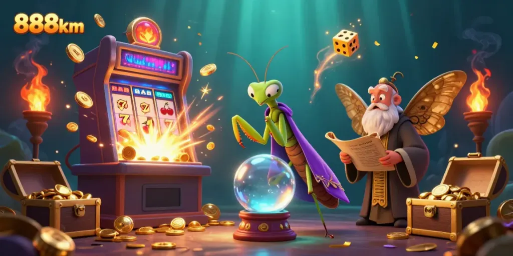 Engage with the vibrant 888km world of luck, chance, and excitement in this 3D casino scene.