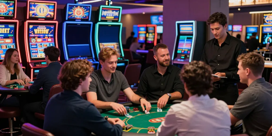 Crypto Casino Canada Fast Withdrawls with lively players enjoying games and vibrant atmosphere.