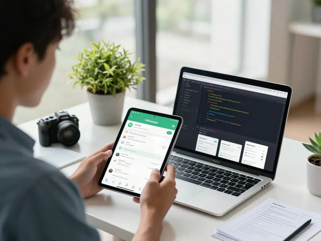 Explore OGWhatsApp interface in a modern digital workspace, enhancing user experience and privacy.