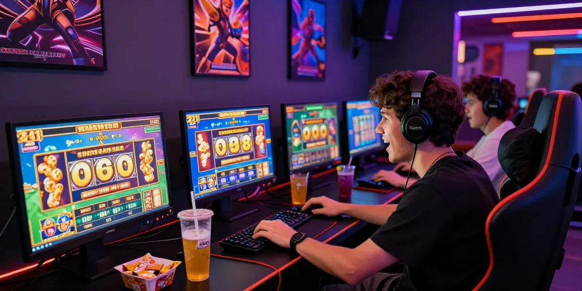 Pengalaman bermain slot gacor dengan monitor menampilkan kemenangan besar di ruang permainan yang cerah.